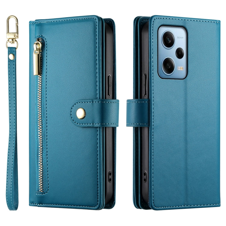 For Redmi Note 12 Pro / Xiaomi Poco X5 Pro Nine Card-slot Zipper Wallet Bag Leather Phone Case