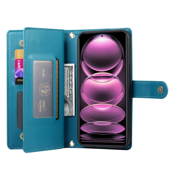 For Redmi Note 12 Pro / Xiaomi Poco X5 Pro Nine Card-slot Zipper Wallet Bag Leather Phone Case