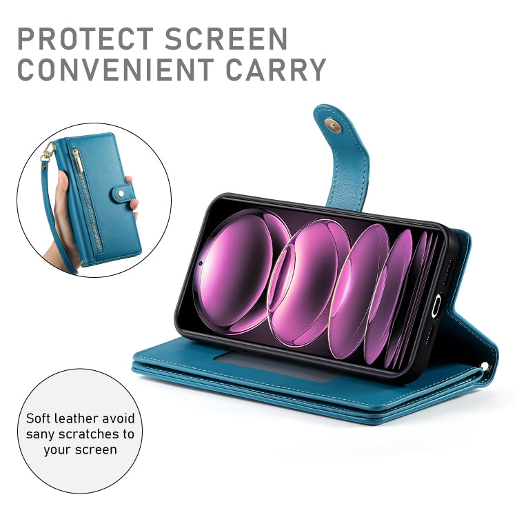 For Redmi Note 12 Pro / Xiaomi Poco X5 Pro Nine Card-slot Zipper Wallet Bag Leather Phone Case