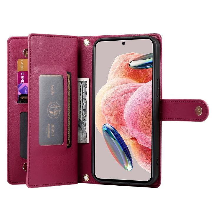 For Redmi Note 12 4G / Note 12R Pro Nine Card-slot Zipper Wallet Bag Leather Phone Case