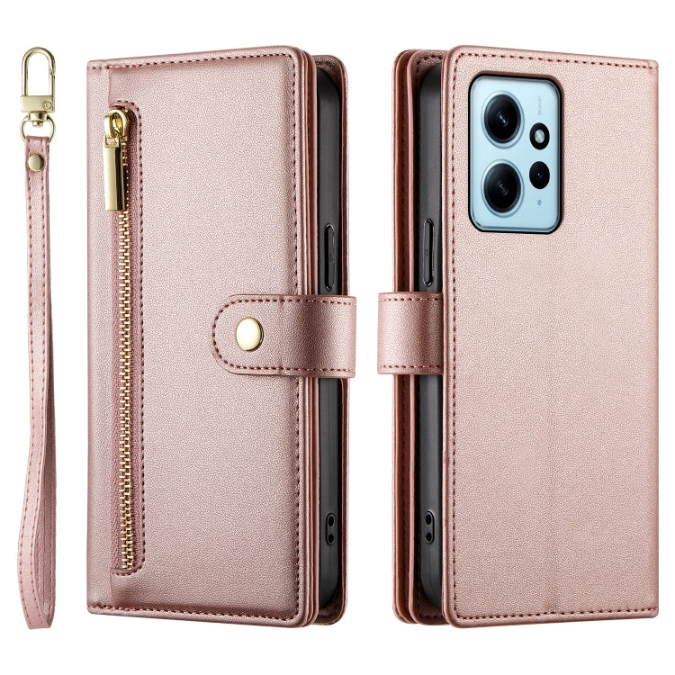 For Redmi Note 12 4G / Note 12R Pro Nine Card-slot Zipper Wallet Bag Leather Phone Case