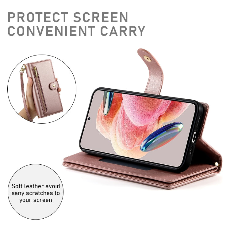 For Redmi Note 12 4G / Note 12R Pro Nine Card-slot Zipper Wallet Bag Leather Phone Case