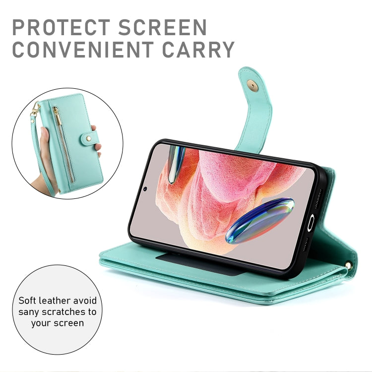For Redmi Note 12 4G / Note 12R Pro Nine Card-slot Zipper Wallet Bag Leather Phone Case