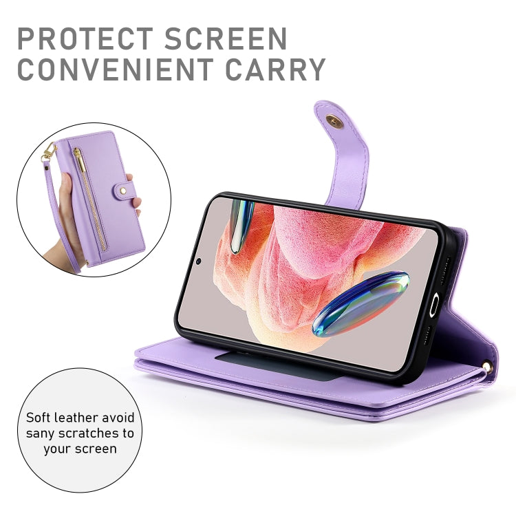 For Redmi Note 12 4G / Note 12R Pro Nine Card-slot Zipper Wallet Bag Leather Phone Case