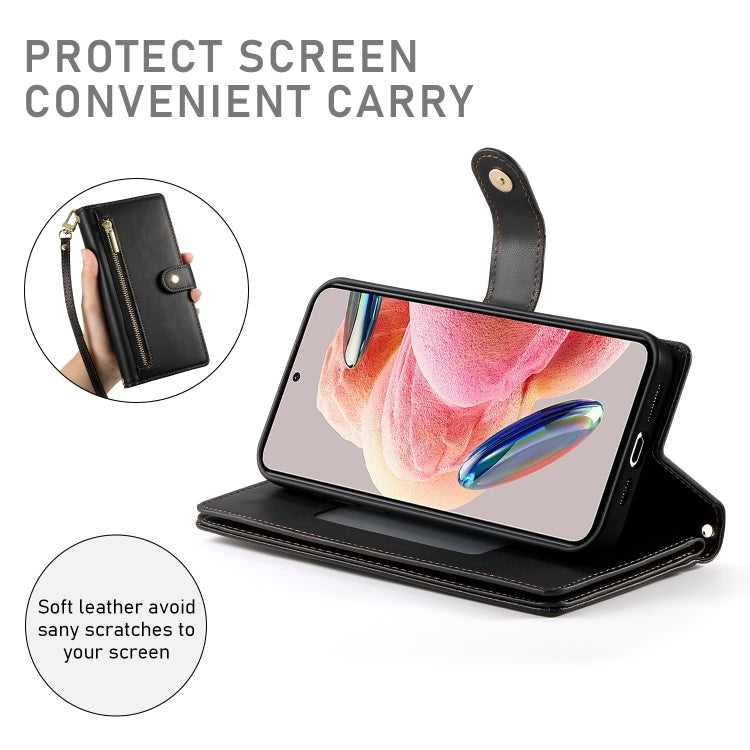 For Redmi Note 12 4G / Note 12R Pro Nine Card-slot Zipper Wallet Bag Leather Phone Case