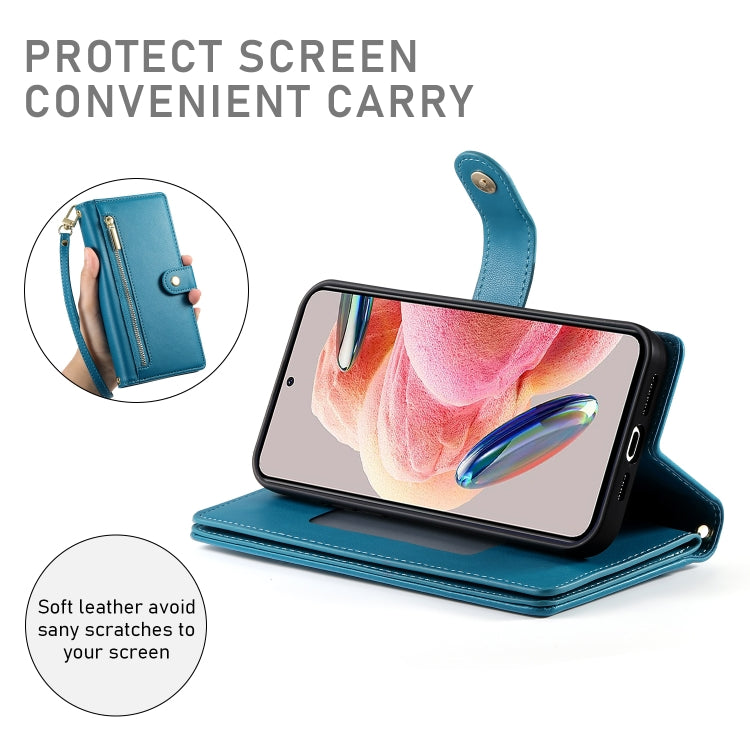 For Redmi Note 12 4G / Note 12R Pro Nine Card-slot Zipper Wallet Bag Leather Phone Case