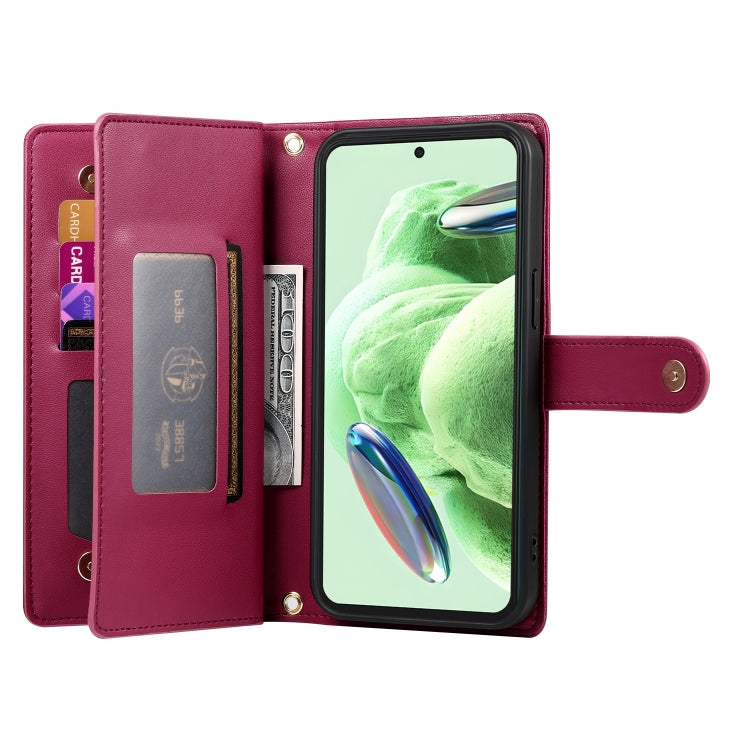 For Redmi Note 12 5G / Xiaomi Poco X5 Nine Card-slot Zipper Wallet Bag Leather Phone Case