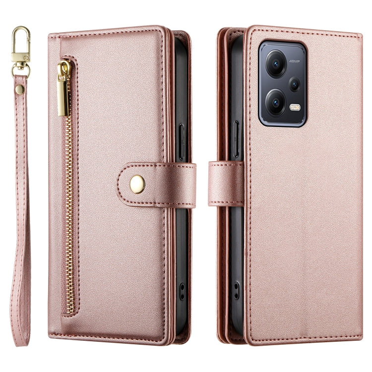 For Redmi Note 12 5G / Xiaomi Poco X5 Nine Card-slot Zipper Wallet Bag Leather Phone Case