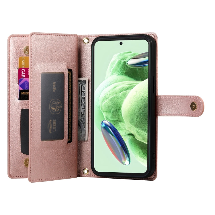 For Redmi Note 12 5G / Xiaomi Poco X5 Nine Card-slot Zipper Wallet Bag Leather Phone Case