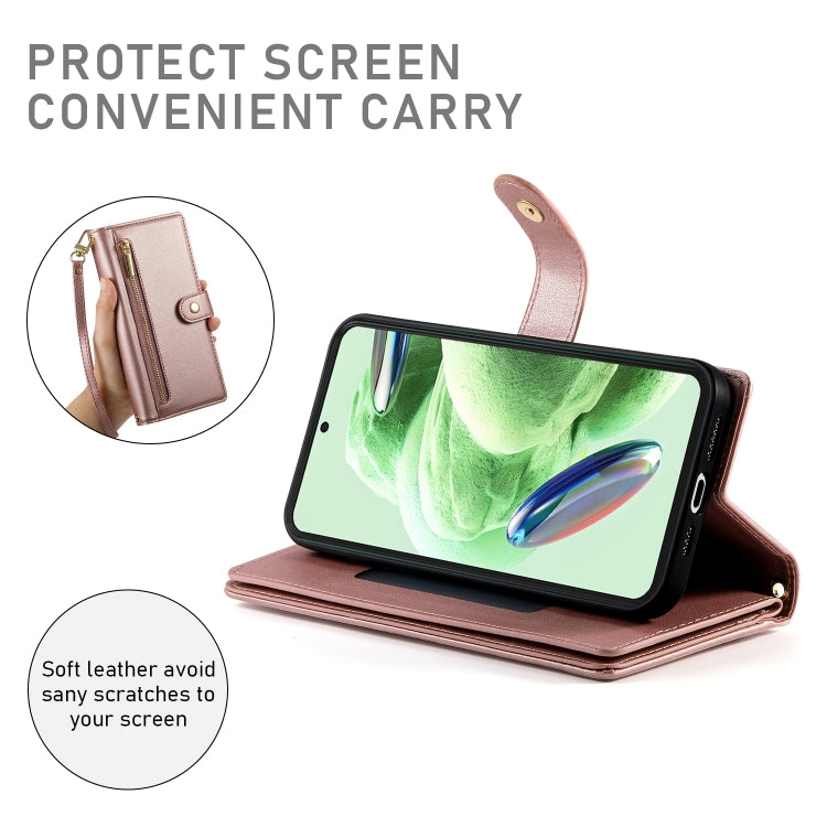 For Redmi Note 12 5G / Xiaomi Poco X5 Nine Card-slot Zipper Wallet Bag Leather Phone Case