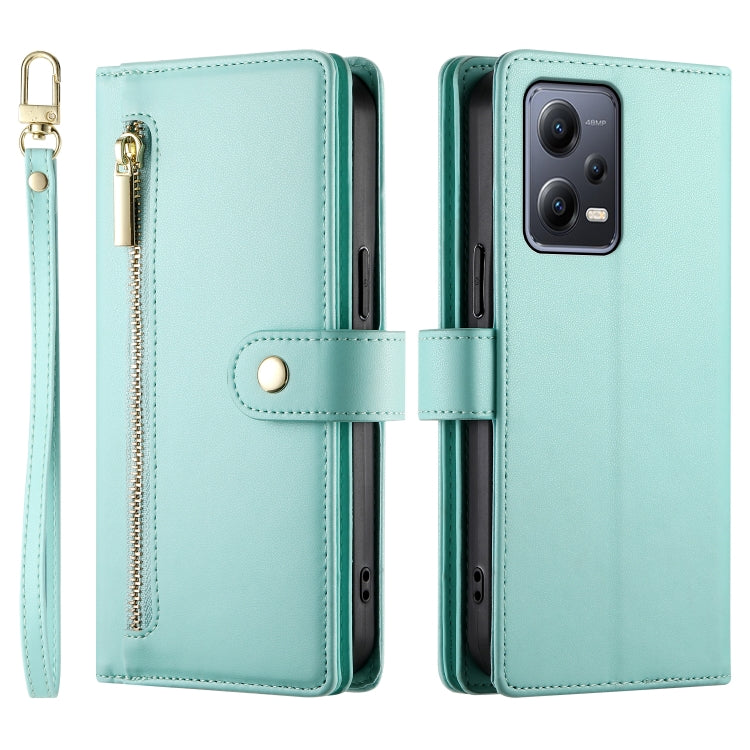 For Redmi Note 12 5G / Xiaomi Poco X5 Nine Card-slot Zipper Wallet Bag Leather Phone Case