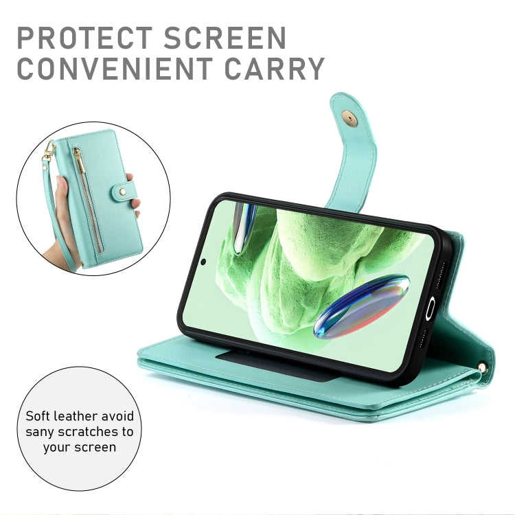 For Redmi Note 12 5G / Xiaomi Poco X5 Nine Card-slot Zipper Wallet Bag Leather Phone Case
