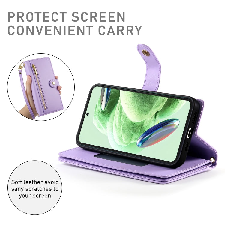 For Redmi Note 12 5G / Xiaomi Poco X5 Nine Card-slot Zipper Wallet Bag Leather Phone Case