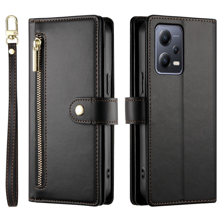 For Redmi Note 12 5G / Xiaomi Poco X5 Nine Card-slot Zipper Wallet Bag Leather Phone Case