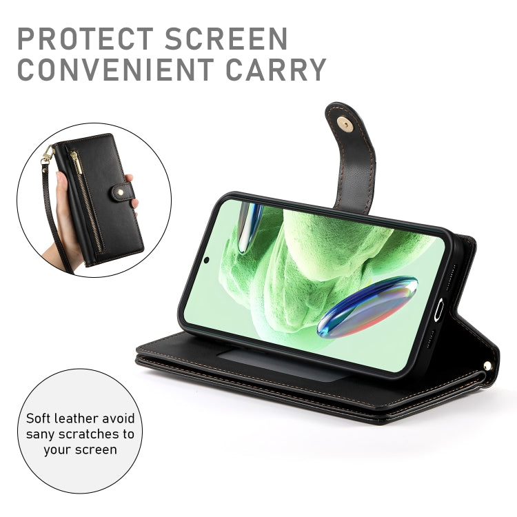 For Redmi Note 12 5G / Xiaomi Poco X5 Nine Card-slot Zipper Wallet Bag Leather Phone Case