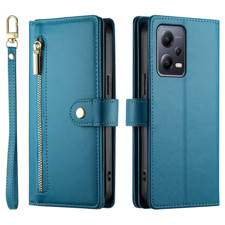 For Redmi Note 12 5G / Xiaomi Poco X5 Nine Card-slot Zipper Wallet Bag Leather Phone Case
