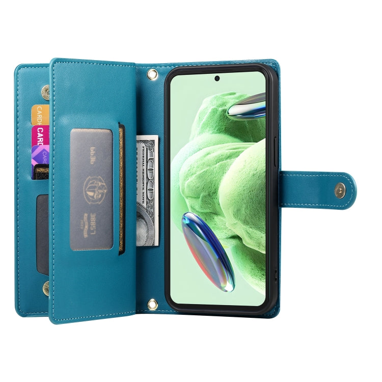 For Redmi Note 12 5G / Xiaomi Poco X5 Nine Card-slot Zipper Wallet Bag Leather Phone Case