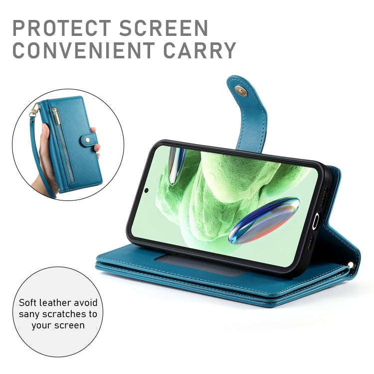 For Redmi Note 12 5G / Xiaomi Poco X5 Nine Card-slot Zipper Wallet Bag Leather Phone Case
