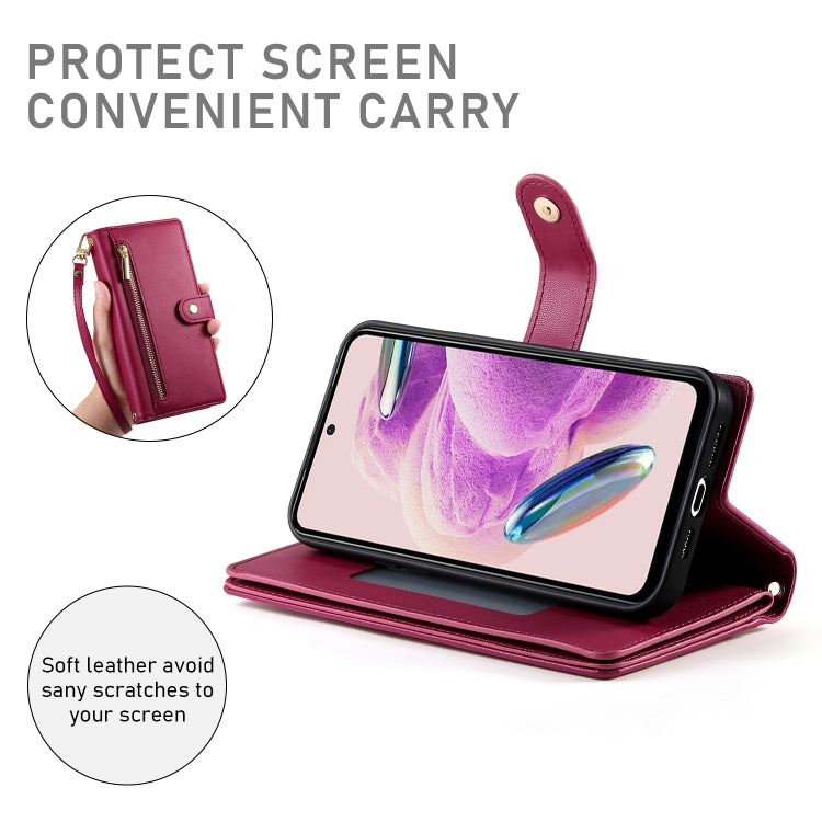 For Redmi Note 12S 4G / Note 11 4G Nine Card-slot Zipper Wallet Bag Leather Phone Case