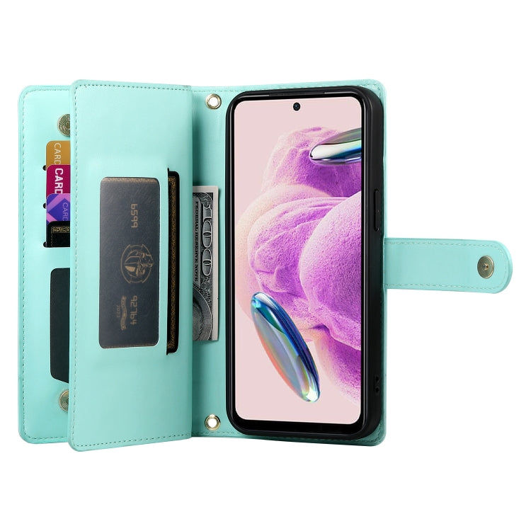 For Redmi Note 12S 4G / Note 11 4G Nine Card-slot Zipper Wallet Bag Leather Phone Case