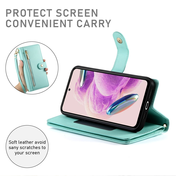 For Redmi Note 12S 4G / Note 11 4G Nine Card-slot Zipper Wallet Bag Leather Phone Case