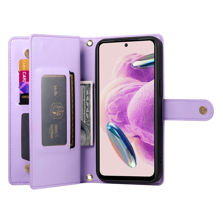 For Redmi Note 12S 4G / Note 11 4G Nine Card-slot Zipper Wallet Bag Leather Phone Case