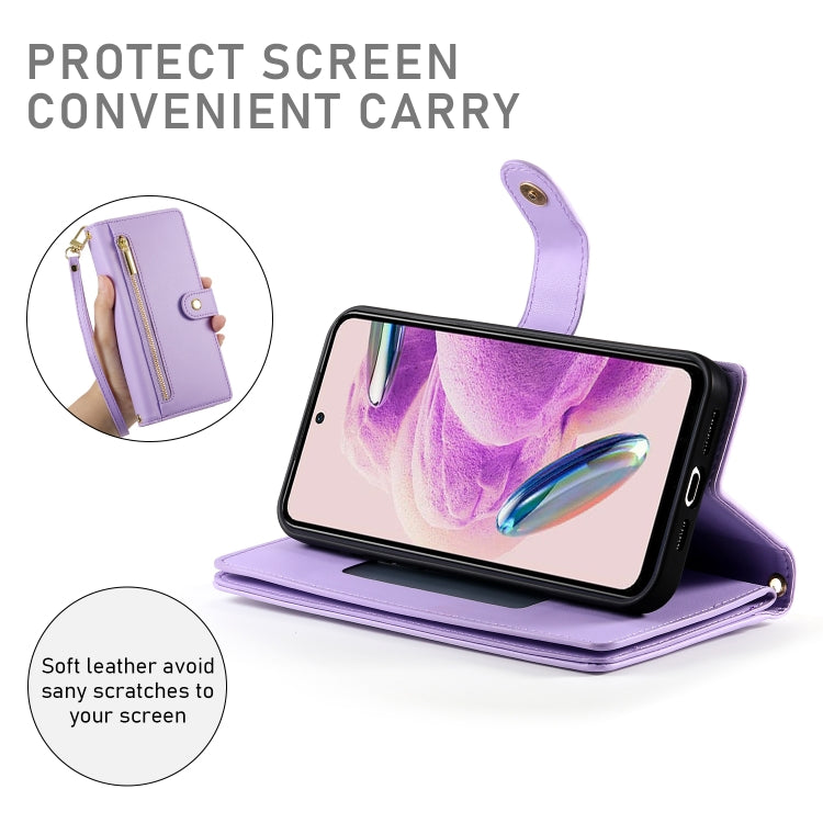 For Redmi Note 12S 4G / Note 11 4G Nine Card-slot Zipper Wallet Bag Leather Phone Case