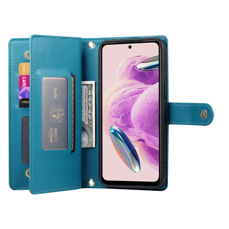 For Redmi Note 12S 4G / Note 11 4G Nine Card-slot Zipper Wallet Bag Leather Phone Case