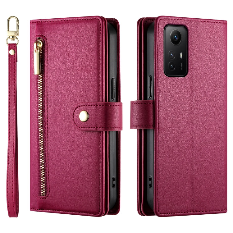 For Redmi Note 11S 4G Nine Card-slot Zipper Wallet Bag Leather Phone Case