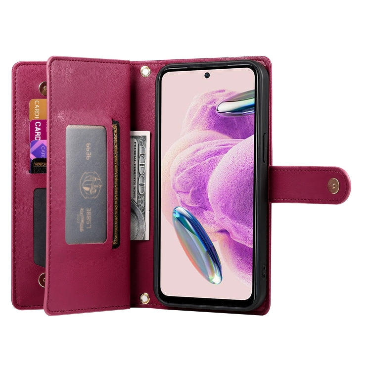 For Redmi Note 11S 4G Nine Card-slot Zipper Wallet Bag Leather Phone Case
