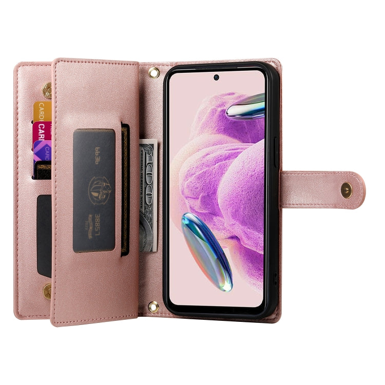 For Redmi Note 11S 4G Nine Card-slot Zipper Wallet Bag Leather Phone Case