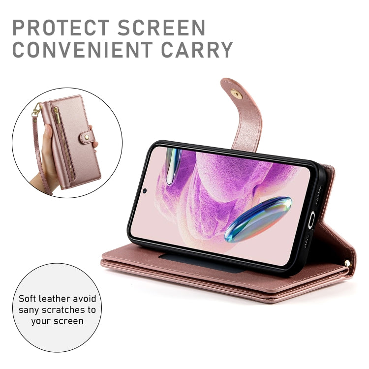 For Redmi Note 11S 4G Nine Card-slot Zipper Wallet Bag Leather Phone Case