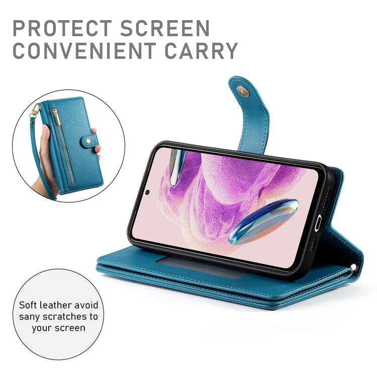 For Redmi Note 11S 4G Nine Card-slot Zipper Wallet Bag Leather Phone Case