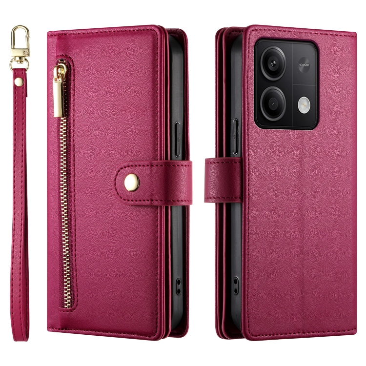 For Redmi Note 13 5G Nine Card-slot Zipper Wallet Bag Leather Phone Case