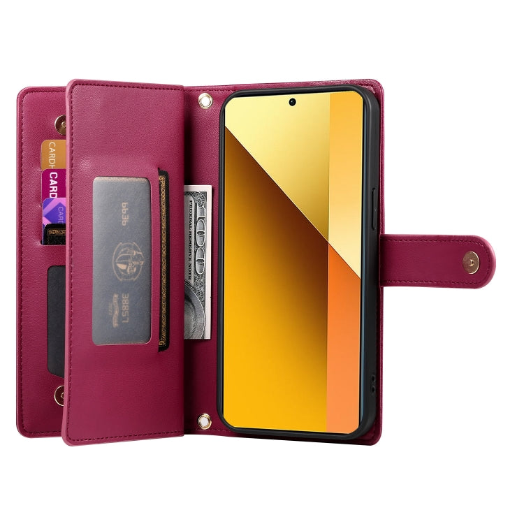 For Redmi Note 13 5G Nine Card-slot Zipper Wallet Bag Leather Phone Case