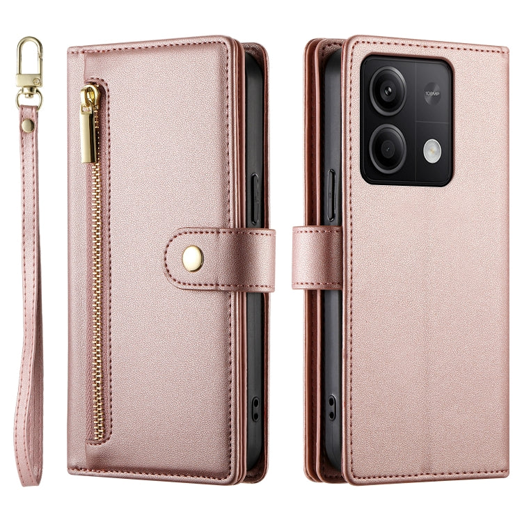 For Redmi Note 13 5G Nine Card-slot Zipper Wallet Bag Leather Phone Case