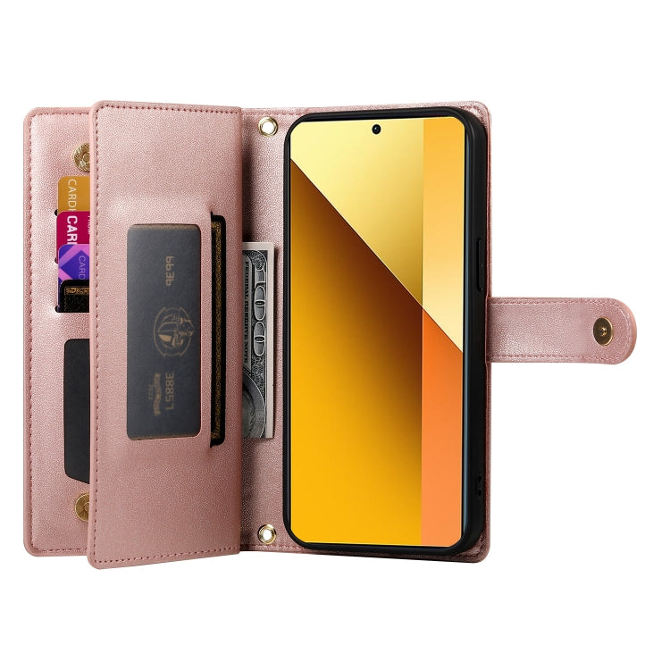 For Redmi Note 13 5G Nine Card-slot Zipper Wallet Bag Leather Phone Case