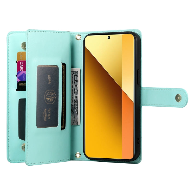 For Redmi Note 13 5G Nine Card-slot Zipper Wallet Bag Leather Phone Case