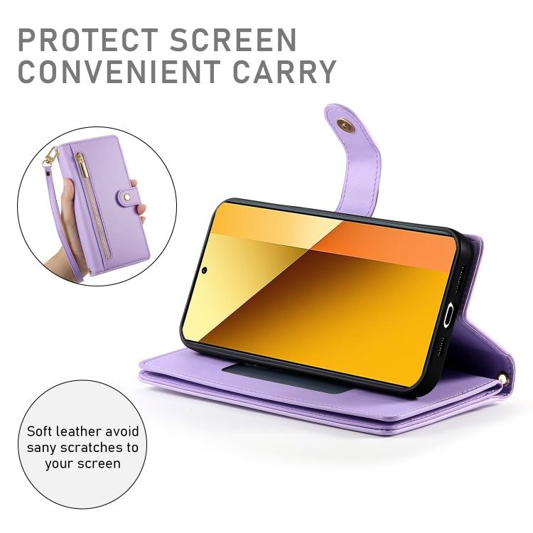 For Redmi Note 13 5G Nine Card-slot Zipper Wallet Bag Leather Phone Case