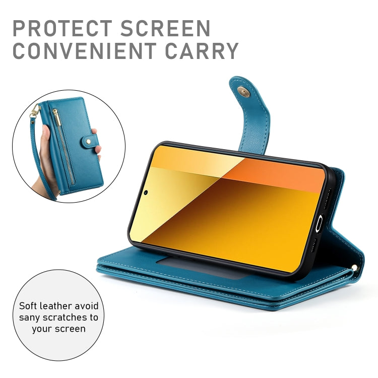 For Redmi Note 13 5G Nine Card-slot Zipper Wallet Bag Leather Phone Case