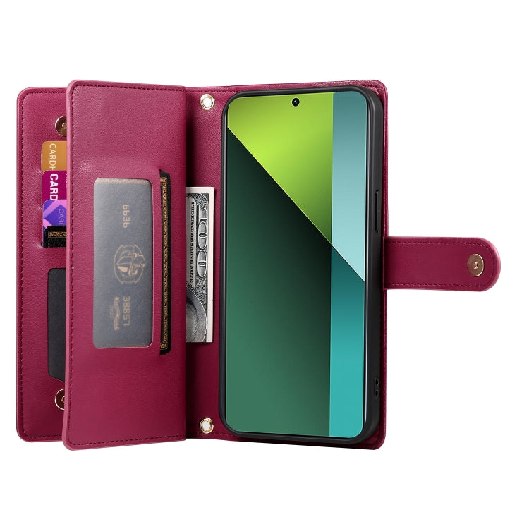 For Redmi Note 13 Pro 5G / Xiaomi Poco X6 Nine Card-slot Zipper Wallet Bag Leather Phone Case