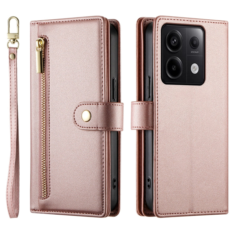 For Redmi Note 13 Pro 5G / Xiaomi Poco X6 Nine Card-slot Zipper Wallet Bag Leather Phone Case