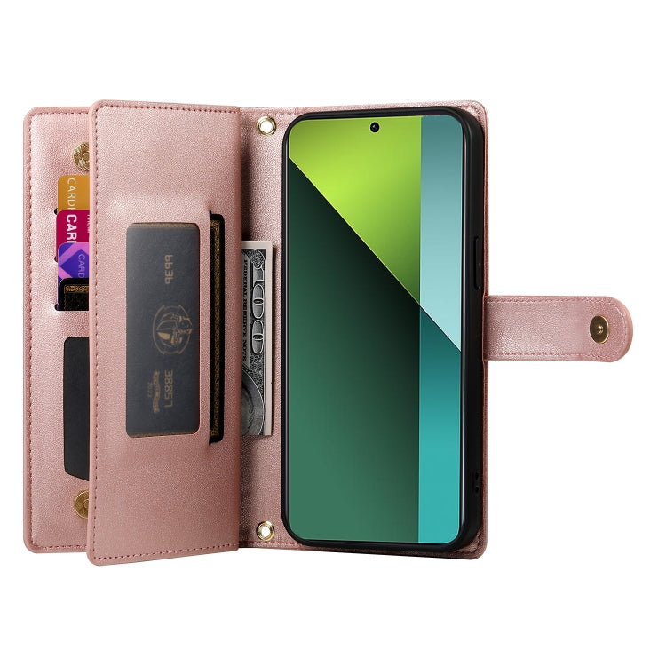 For Redmi Note 13 Pro 5G / Xiaomi Poco X6 Nine Card-slot Zipper Wallet Bag Leather Phone Case