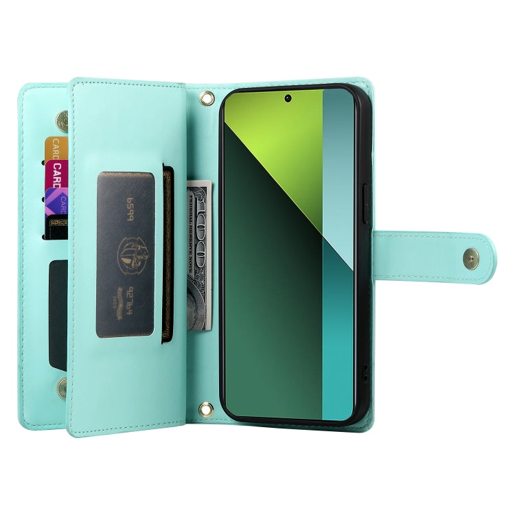 For Redmi Note 13 Pro 5G / Xiaomi Poco X6 Nine Card-slot Zipper Wallet Bag Leather Phone Case