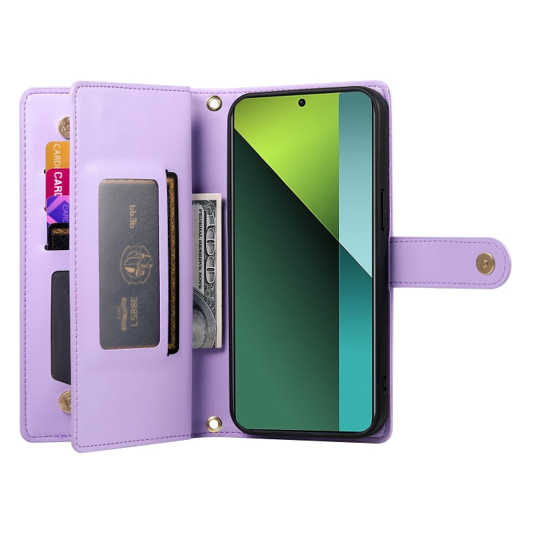 For Redmi Note 13 Pro 5G / Xiaomi Poco X6 Nine Card-slot Zipper Wallet Bag Leather Phone Case