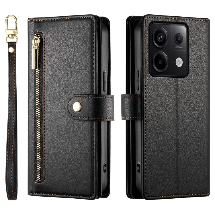 For Redmi Note 13 Pro 5G / Xiaomi Poco X6 Nine Card-slot Zipper Wallet Bag Leather Phone Case