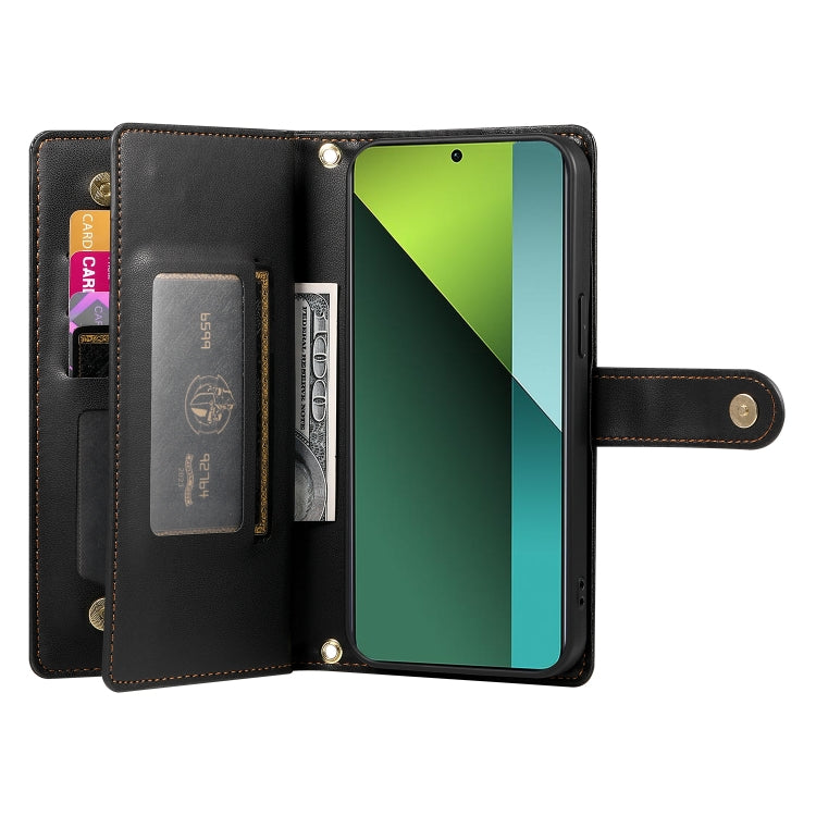 For Redmi Note 13 Pro 5G / Xiaomi Poco X6 Nine Card-slot Zipper Wallet Bag Leather Phone Case