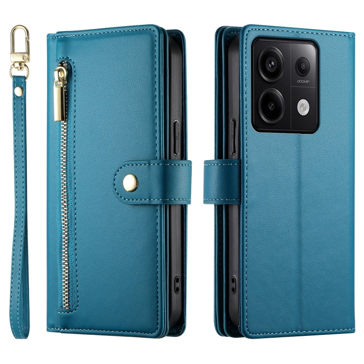 For Redmi Note 13 Pro 5G / Xiaomi Poco X6 Nine Card-slot Zipper Wallet Bag Leather Phone Case