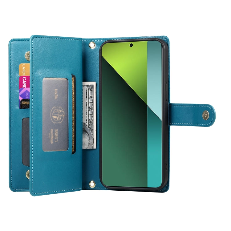 For Redmi Note 13 Pro 5G / Xiaomi Poco X6 Nine Card-slot Zipper Wallet Bag Leather Phone Case