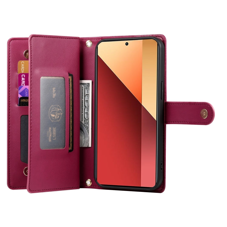For Redmi Note 13 Pro 4G / Xiaomi Poco M6 Pro Nine Card-slot Zipper Wallet Bag Leather Phone Case